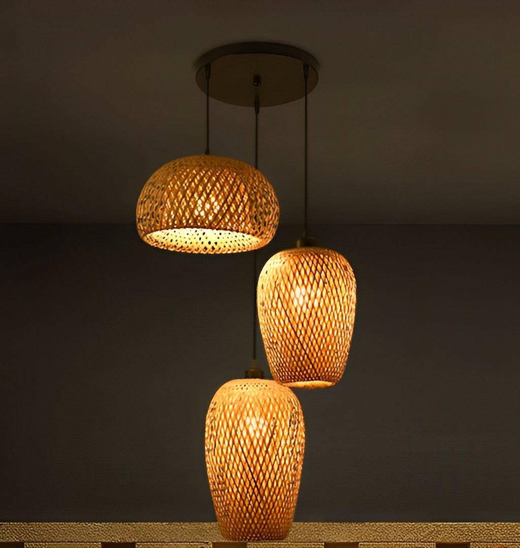 Chic Bamboo Zen Pendant Light - Handwoven Natural Hanging Lamp